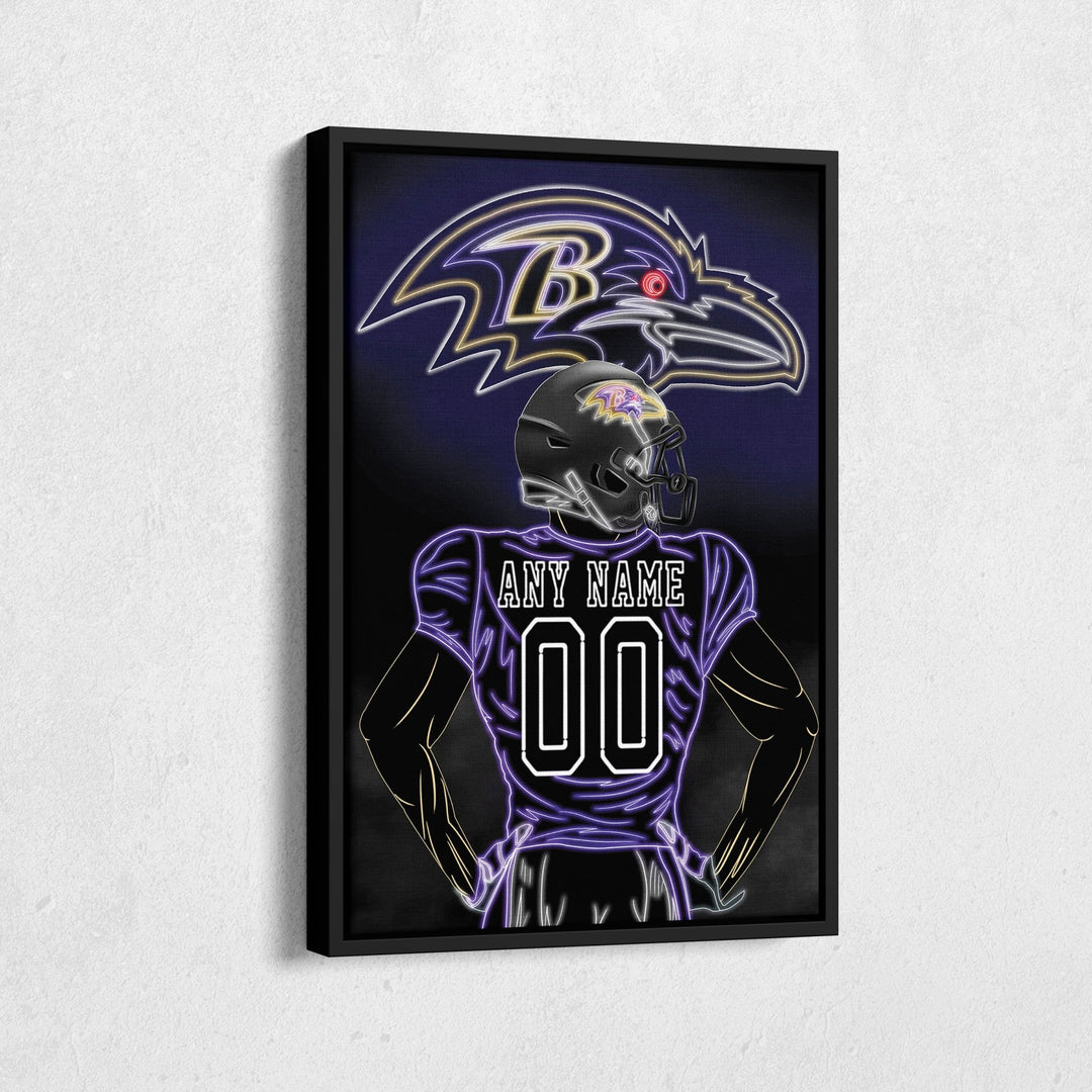 Baltimore Ravens Personalized Jersey Canvas | Neon Wall Art - CanvasNeon