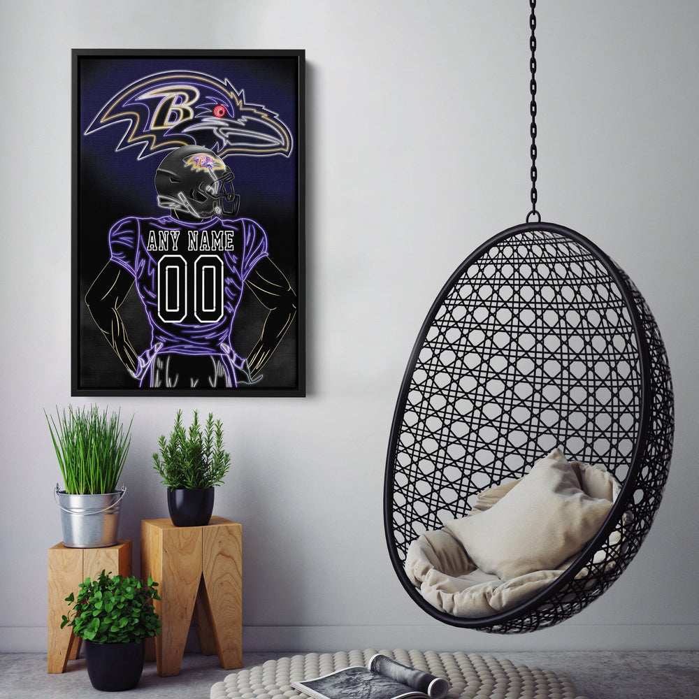 Baltimore Ravens Personalized Jersey Canvas | Neon Wall Art - CanvasNeon