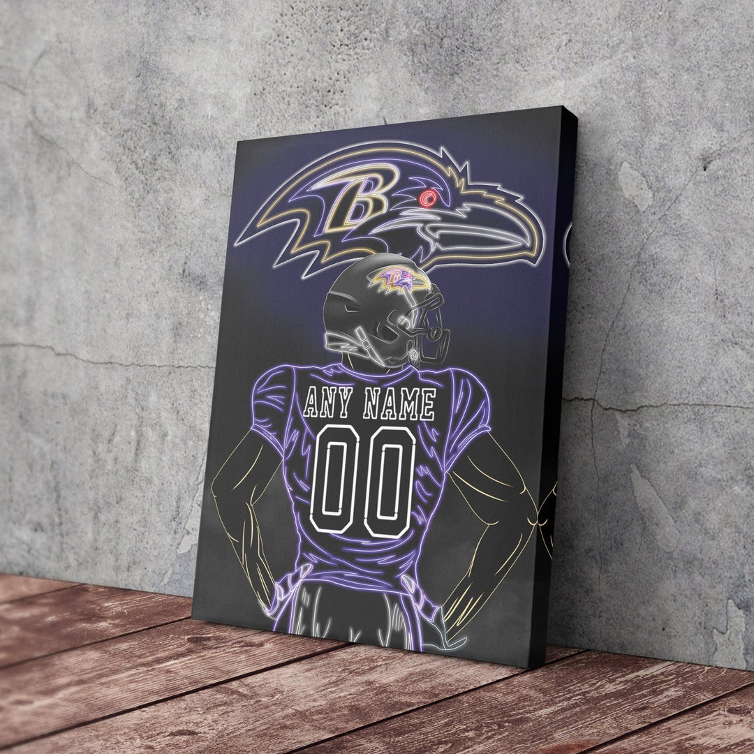 Baltimore Ravens Personalized Jersey Canvas | Neon Wall Art - CanvasNeon