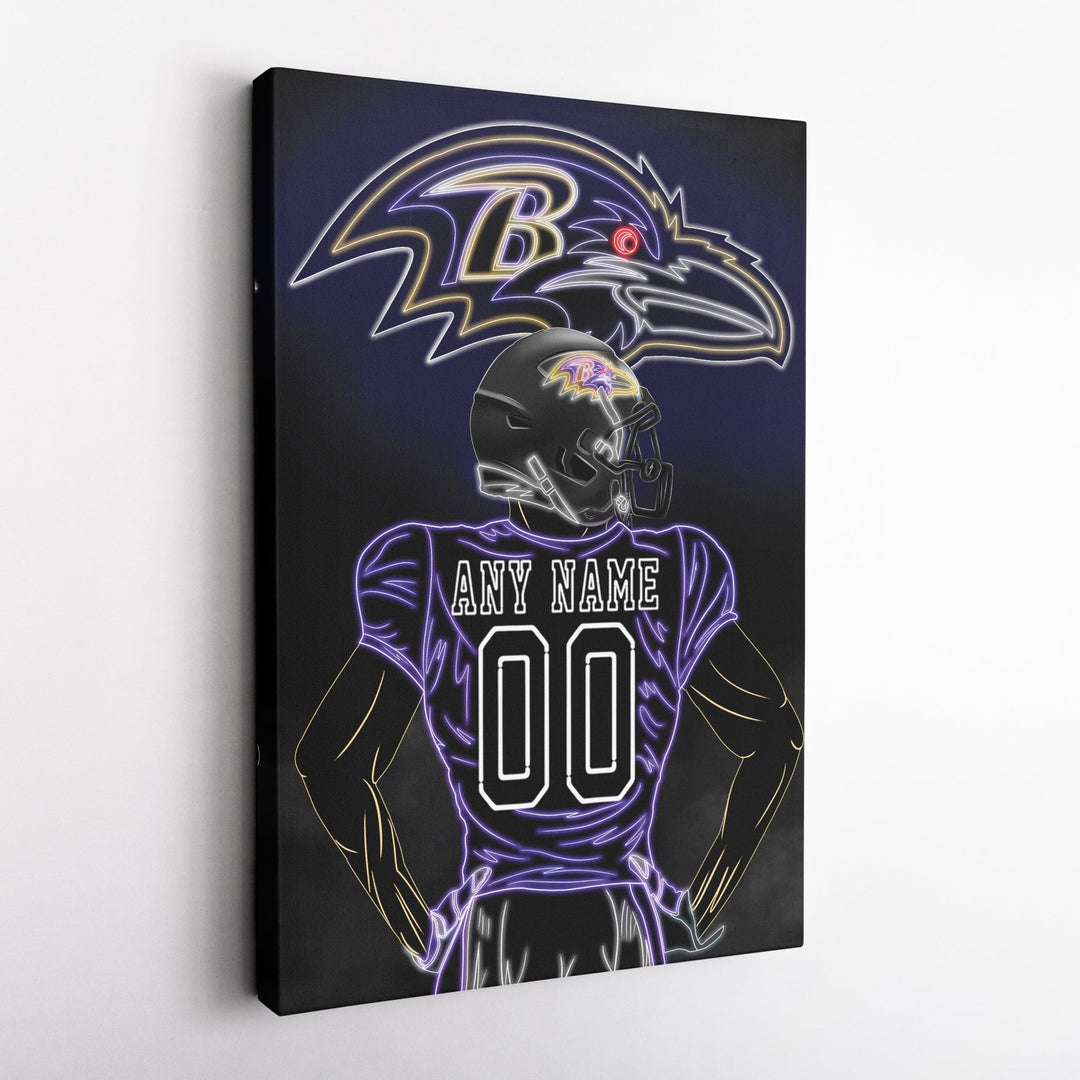Baltimore Ravens Personalized Jersey Canvas | Neon Wall Art