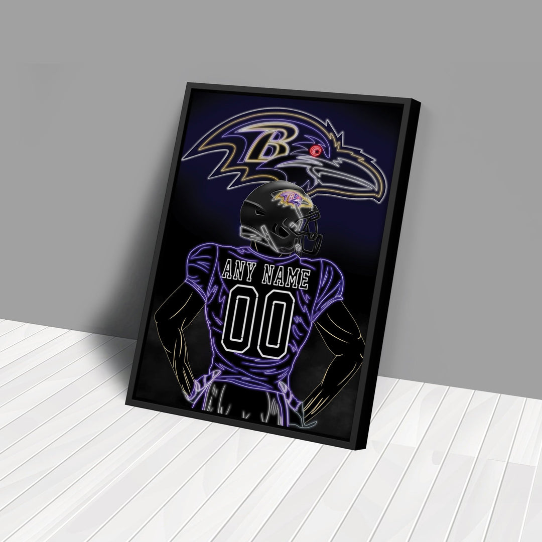 Baltimore Ravens Personalized Jersey Canvas | Neon Wall Art - CanvasNeon