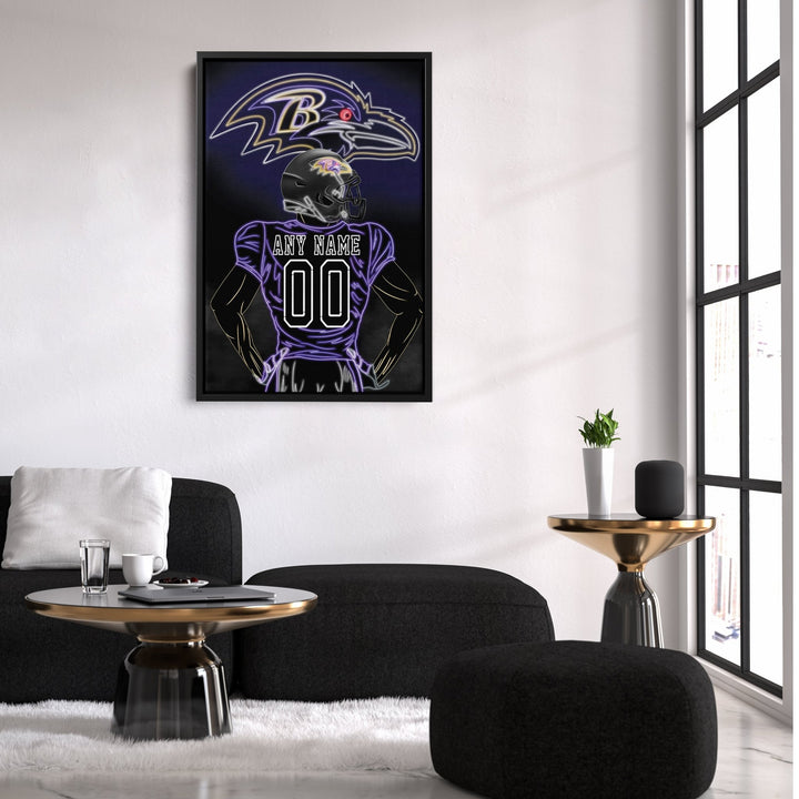Baltimore Ravens Personalized Jersey Canvas | Neon Wall Art - CanvasNeon