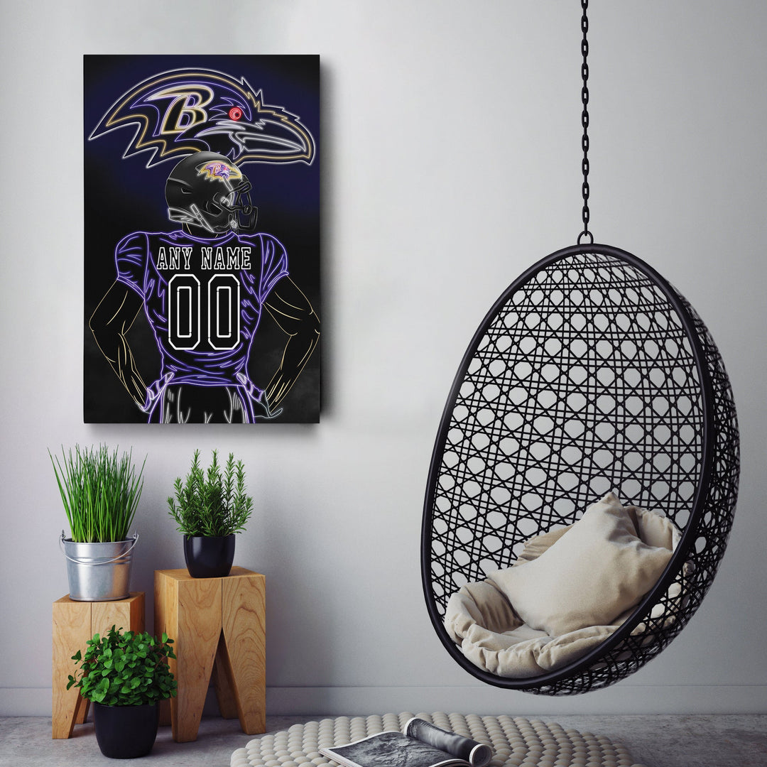 Baltimore Ravens Personalized Jersey Canvas | Neon Wall Art - CanvasNeon