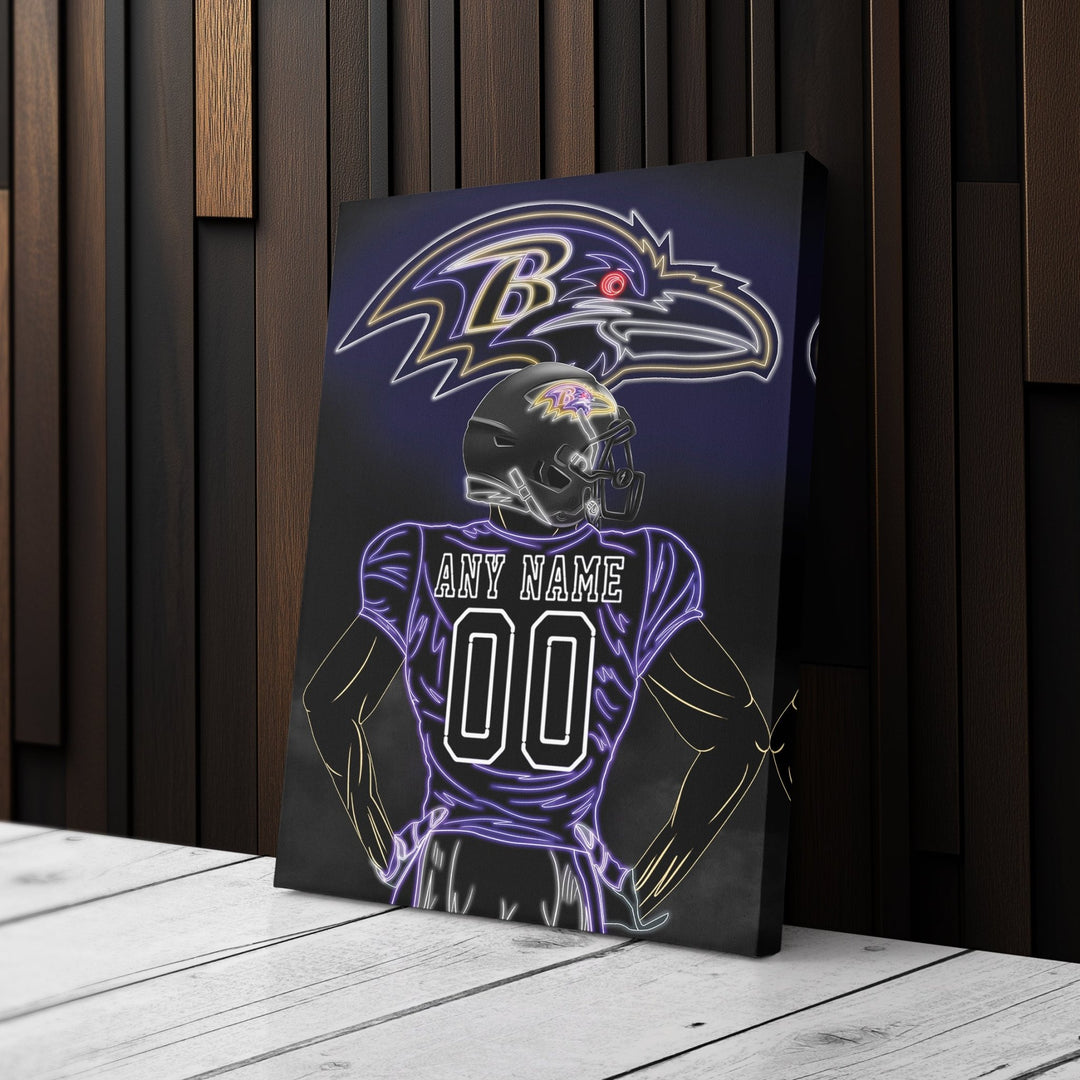 Baltimore Ravens Personalized Jersey Canvas | Neon Wall Art