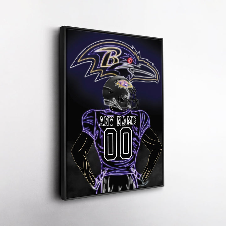 Baltimore Ravens Personalized Jersey Canvas | Neon Wall Art - CanvasNeon