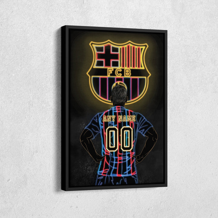 Barcelona Personalized Jersey Canvas | Neon Wall Art - CanvasNeon