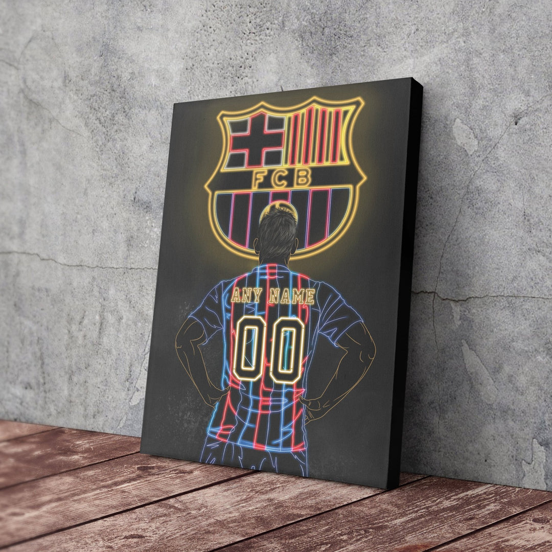 Barcelona Personalized Jersey Canvas | Neon Wall Art - CanvasNeon