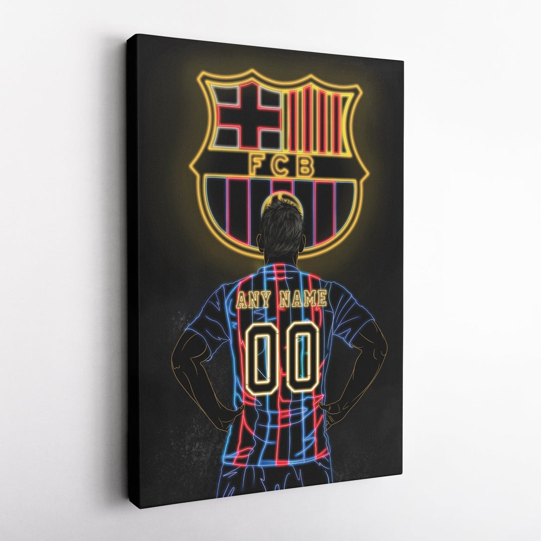 Barcelona Personalized Jersey Canvas | Neon Wall Art - CanvasNeon