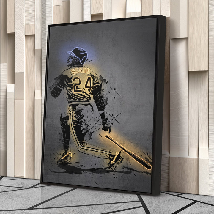 Barry Bonds Neon Canvas Art | Modern Wall Decor for Pirates Fans - CanvasNeon