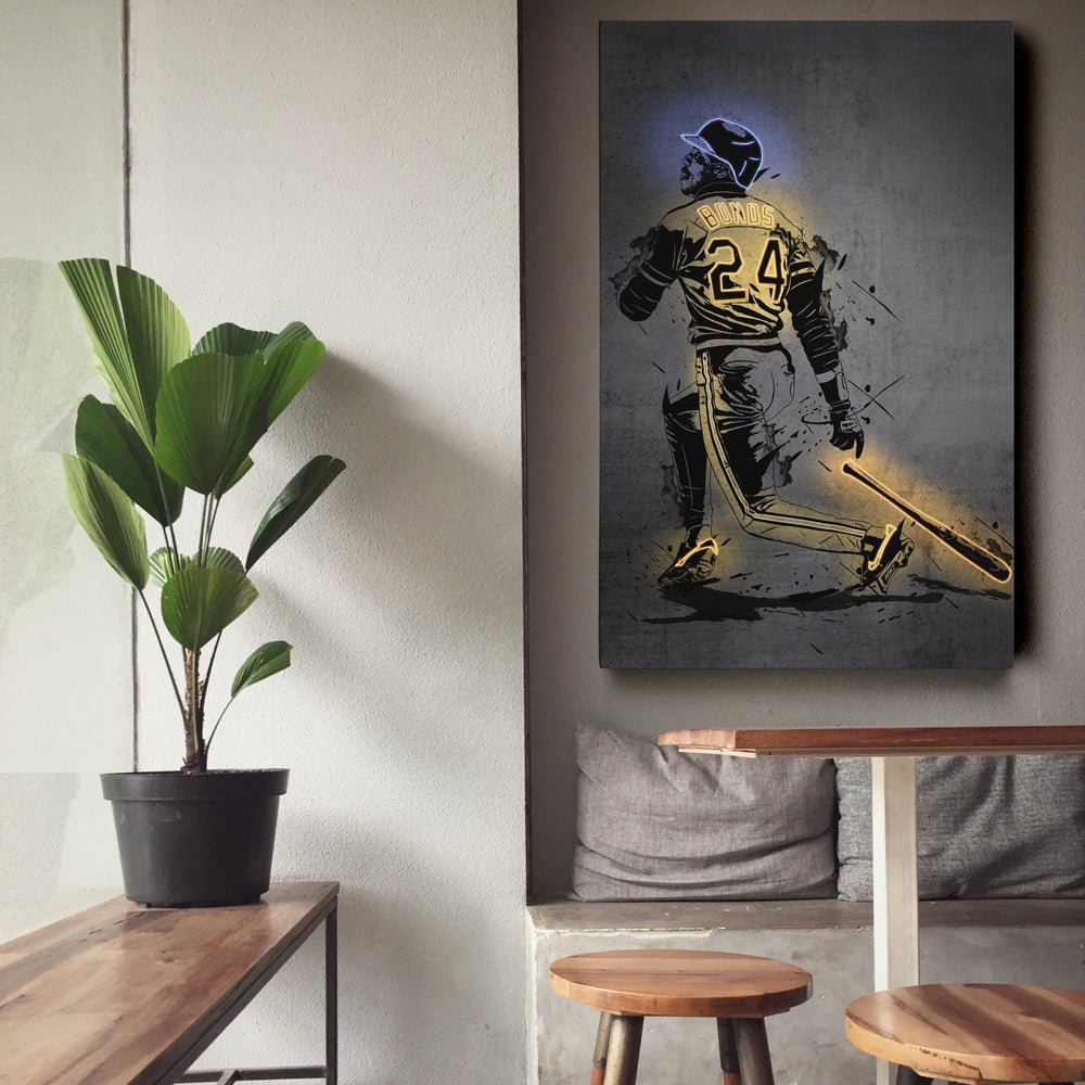 Barry Bonds Neon Canvas Art | Modern Wall Decor for Pirates Fans - CanvasNeon