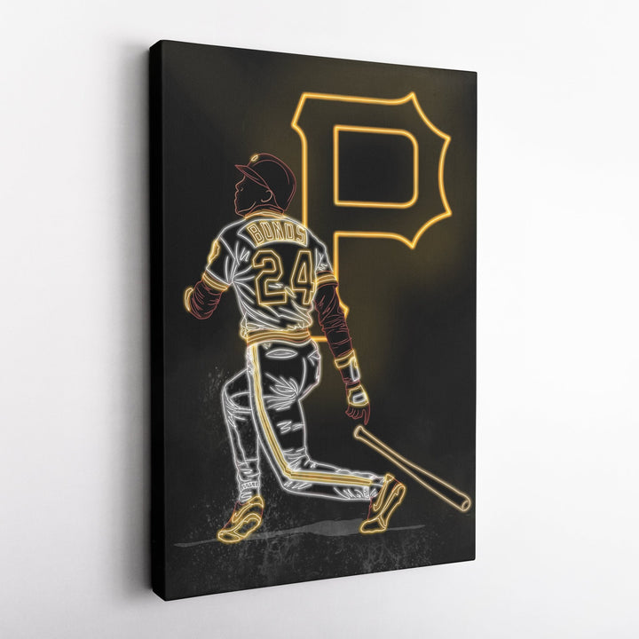 Barry Bonds Neon Canvas Art | Pirates Wall Decor - CanvasNeon