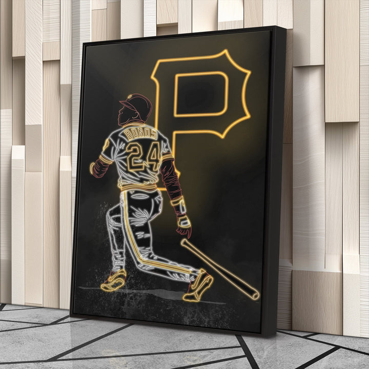 Barry Bonds Neon Canvas Art | Pirates Wall Decor - CanvasNeon