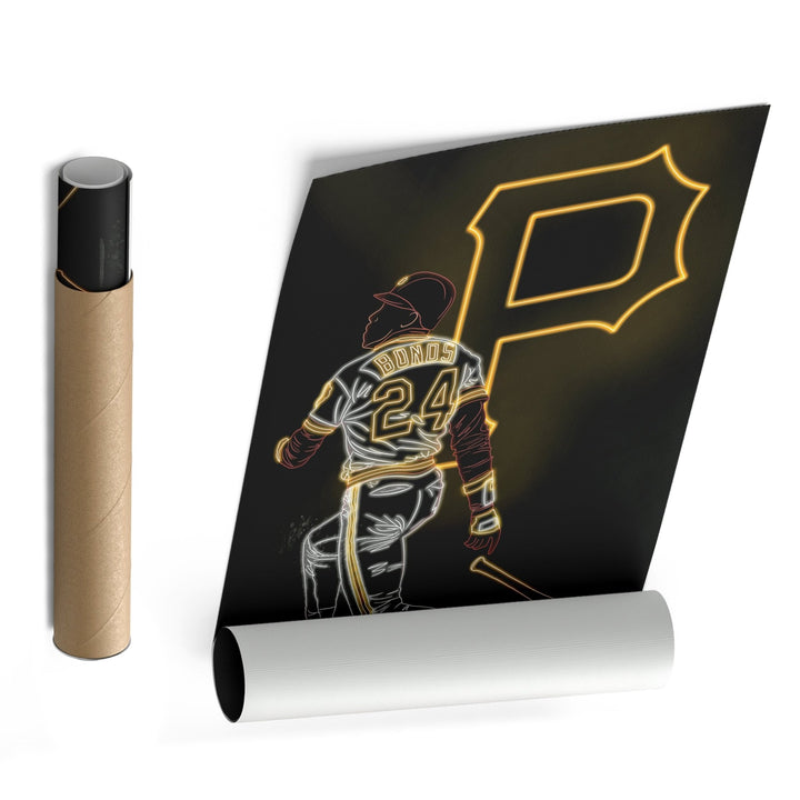 Barry Bonds Neon Canvas Art | Pirates Wall Decor - CanvasNeon