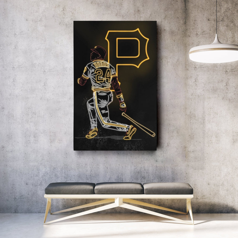 Barry Bonds Neon Canvas Art | Pirates Wall Decor - CanvasNeon