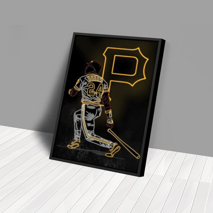 Barry Bonds Neon Canvas Art | Pirates Wall Decor - CanvasNeon