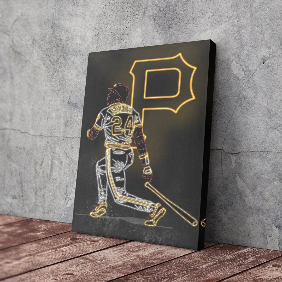 Barry Bonds Neon Canvas Art | Pirates Wall Decor - CanvasNeon