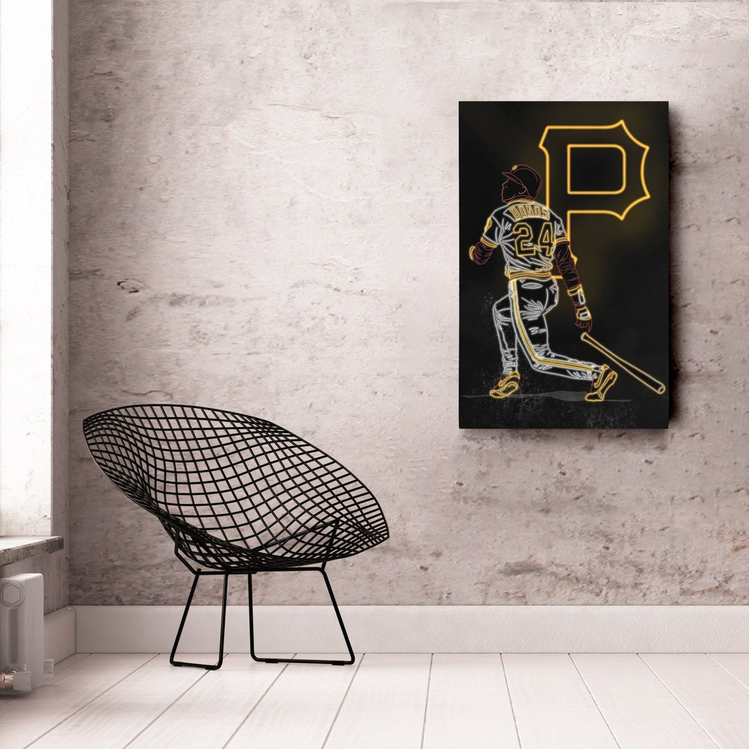 Barry Bonds Neon Canvas Art | Pirates Wall Decor - CanvasNeon