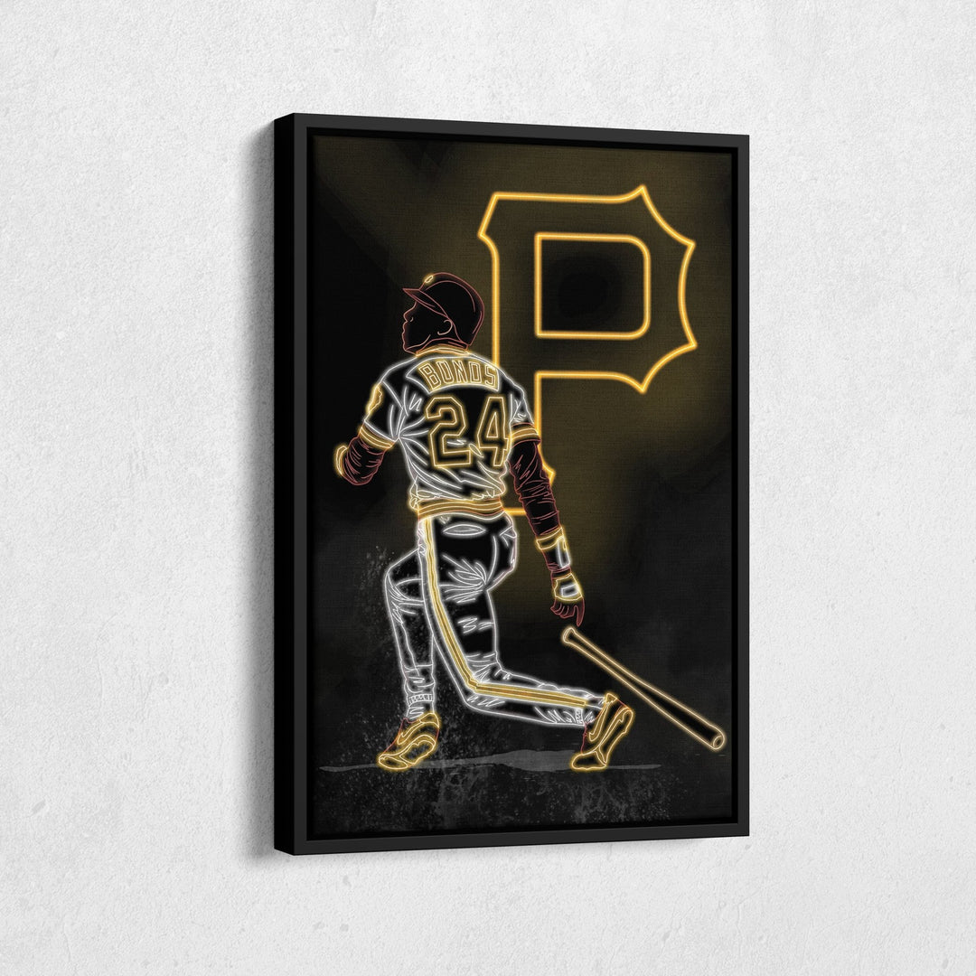 Barry Bonds Neon Canvas Art | Pirates Wall Decor - CanvasNeon