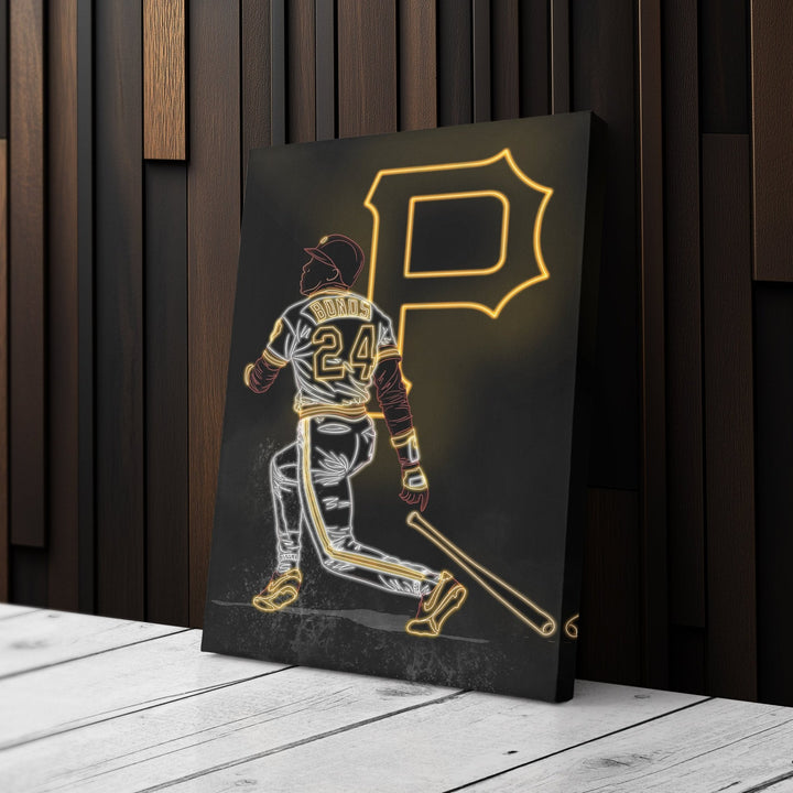 Barry Bonds Neon Canvas Art | Pirates Wall Decor - CanvasNeon