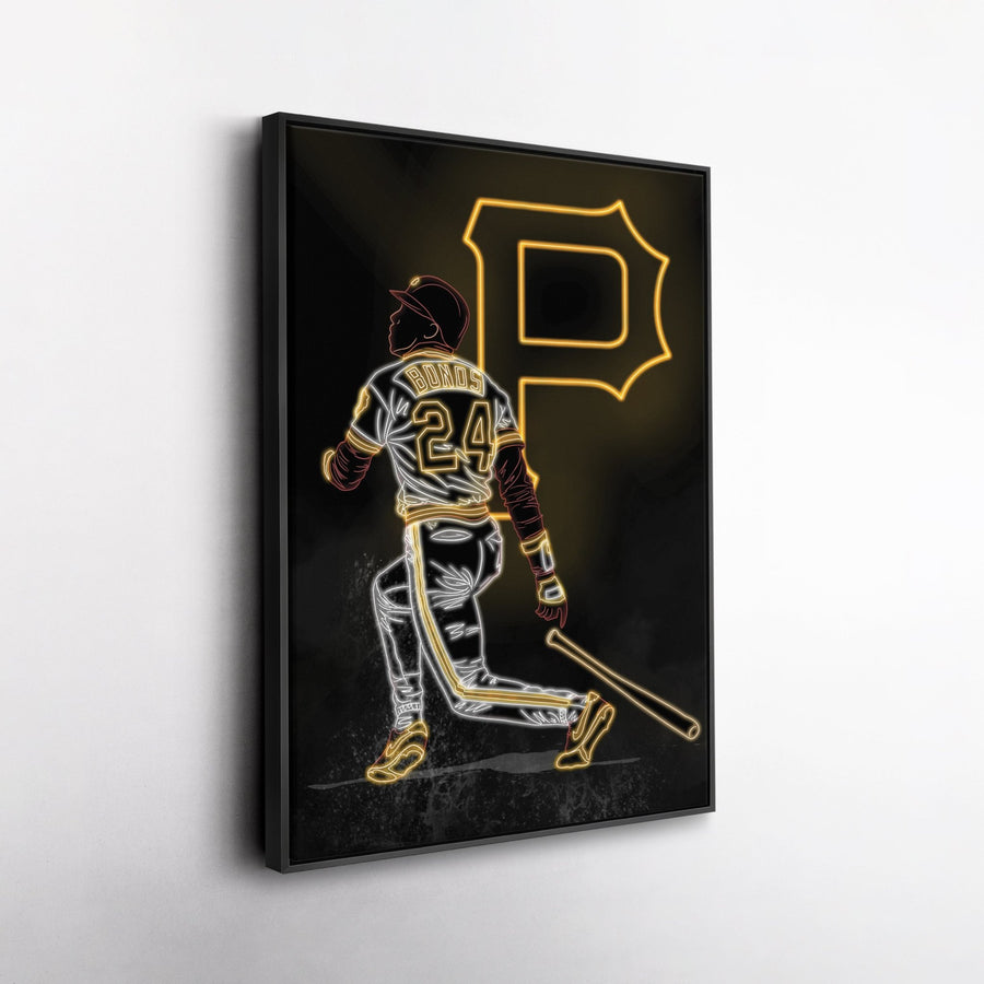 Barry Bonds Neon Canvas Art | Pirates Wall Decor - CanvasNeon