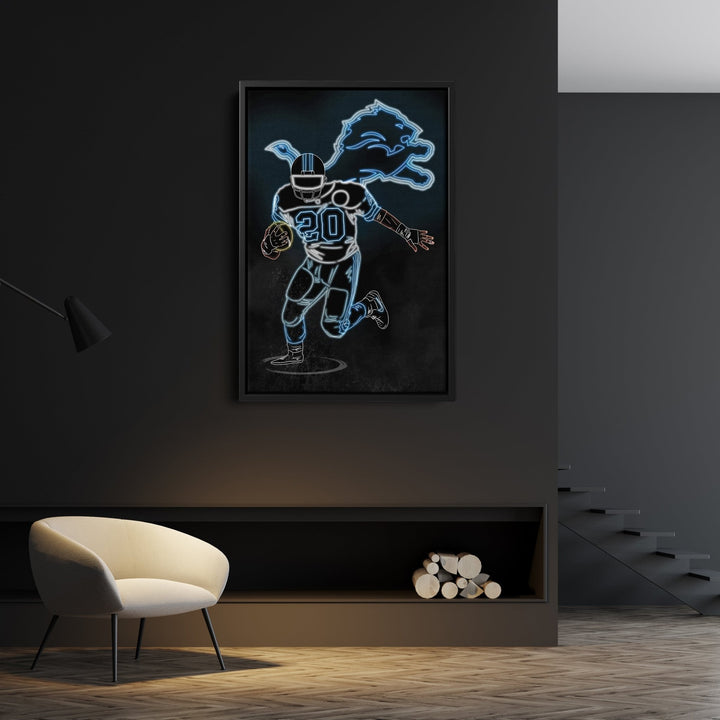 Barry Sanders Neon Canvas Art | Lions Wall Decor - CanvasNeon