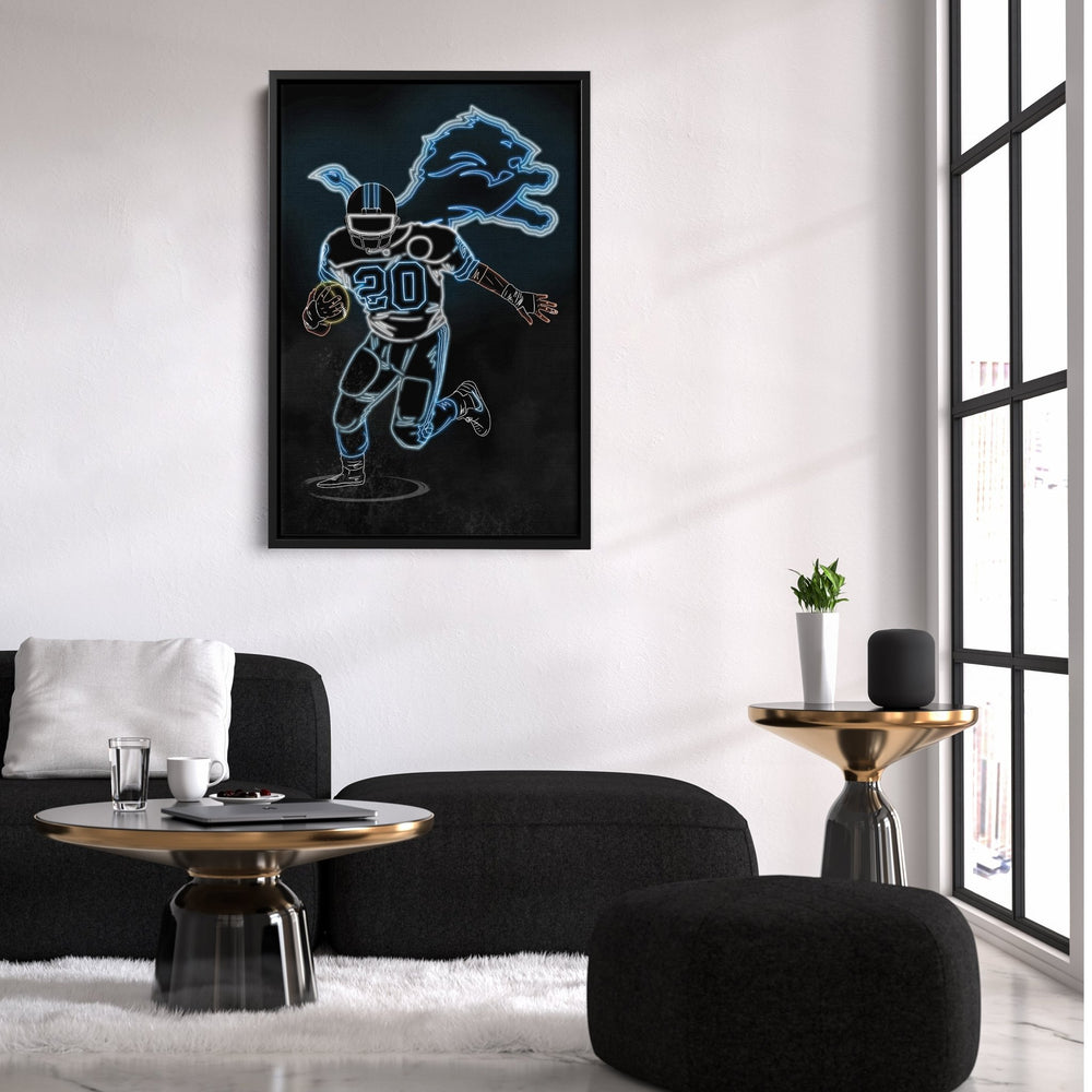 Barry Sanders Neon Canvas Art | Lions Wall Decor - CanvasNeon