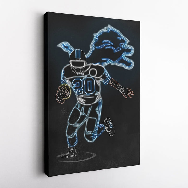 Barry Sanders Neon Canvas Art | Lions Wall Decor - CanvasNeon