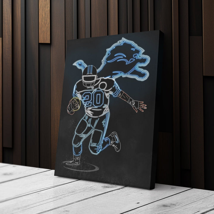 Barry Sanders Neon Canvas Art | Lions Wall Decor - CanvasNeon
