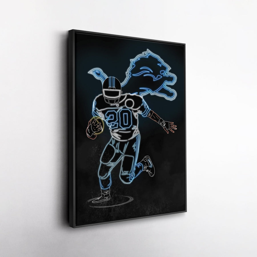 Barry Sanders Neon Canvas Art | Lions Wall Decor - CanvasNeon