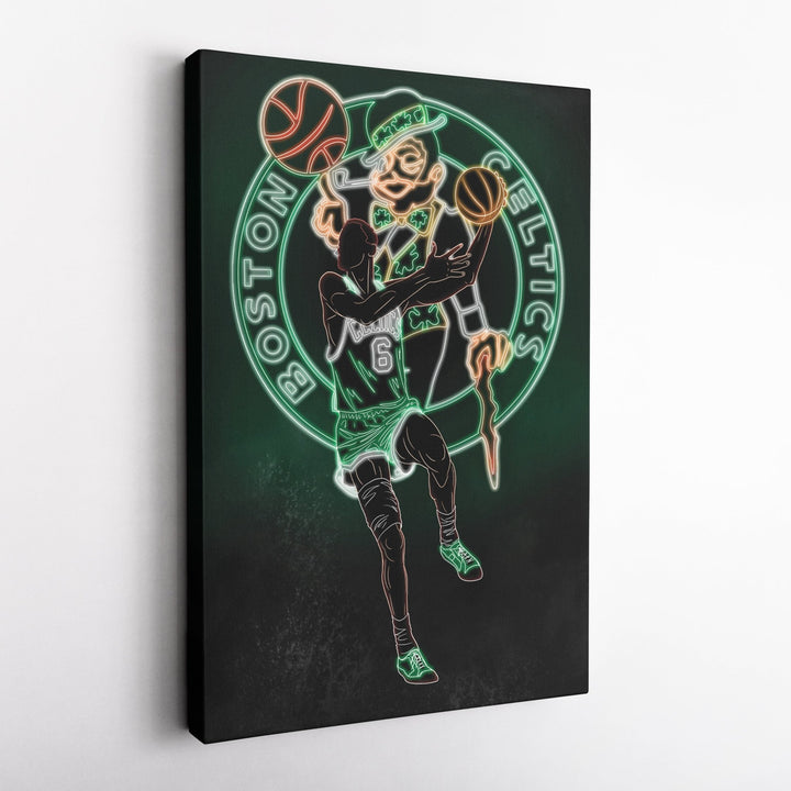 Bill Russell Neon Canvas Art | Celtics Wall Decor - CanvasNeon