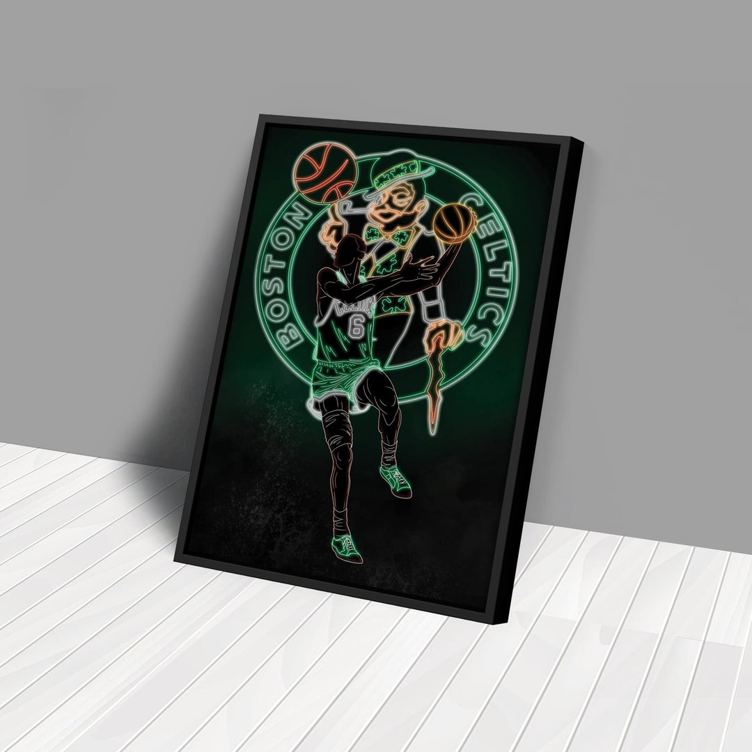 Bill Russell Neon Canvas Art | Celtics Wall Decor - CanvasNeon