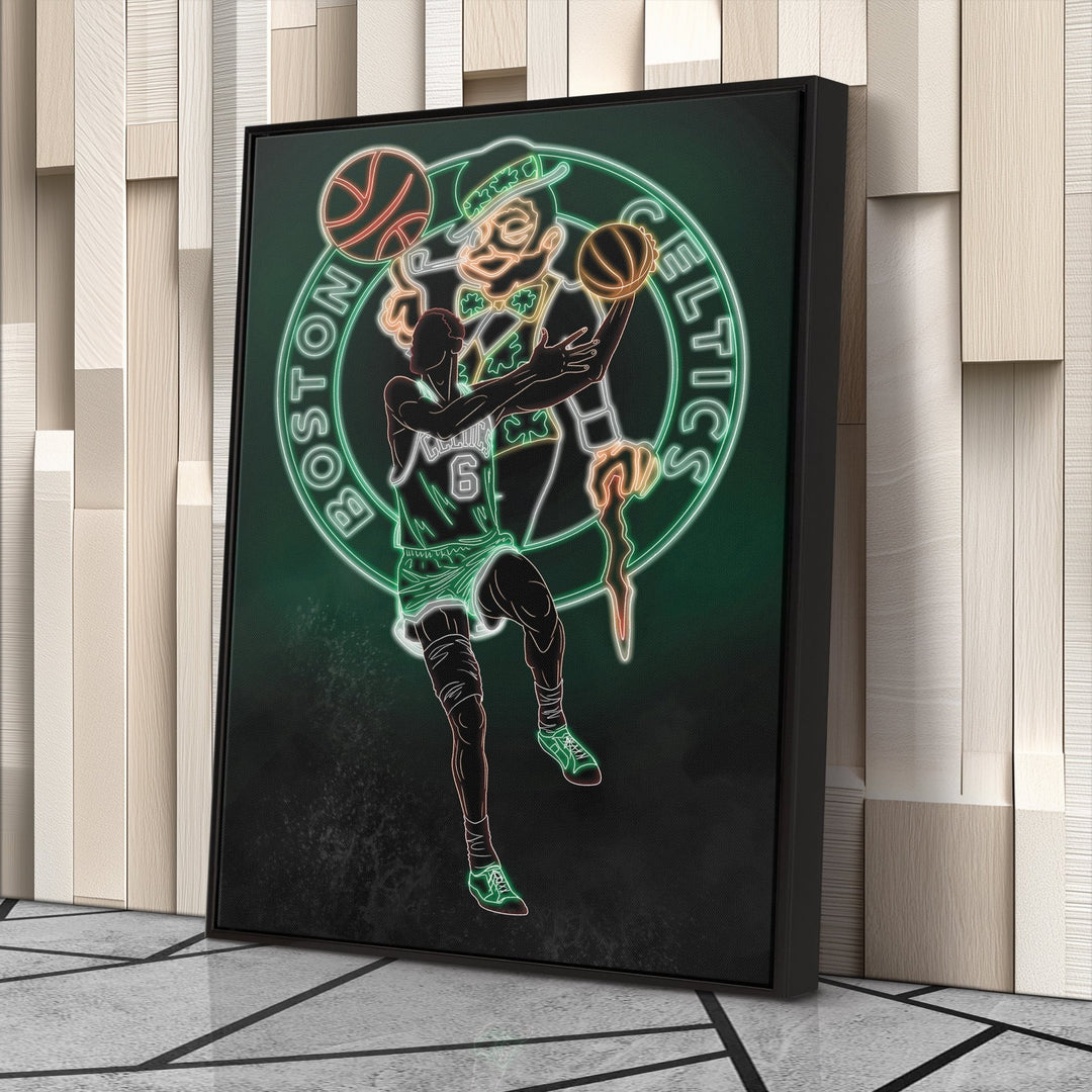 Bill Russell Neon Canvas Art | Celtics Wall Decor - CanvasNeon