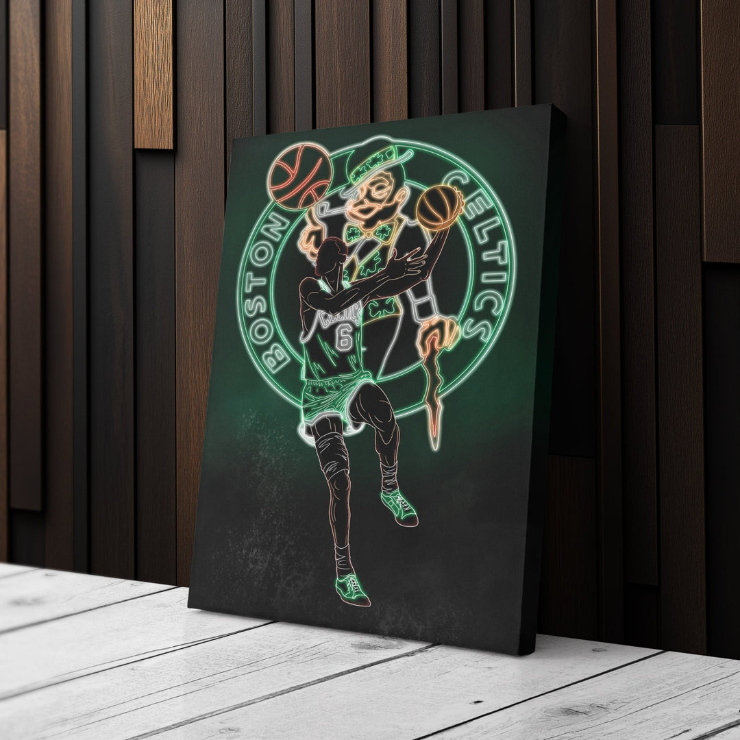 Bill Russell Neon Canvas Art | Celtics Wall Decor - CanvasNeon
