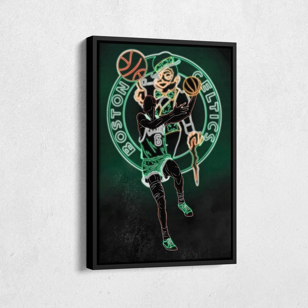 Bill Russell Neon Canvas Art | Celtics Wall Decor - CanvasNeon