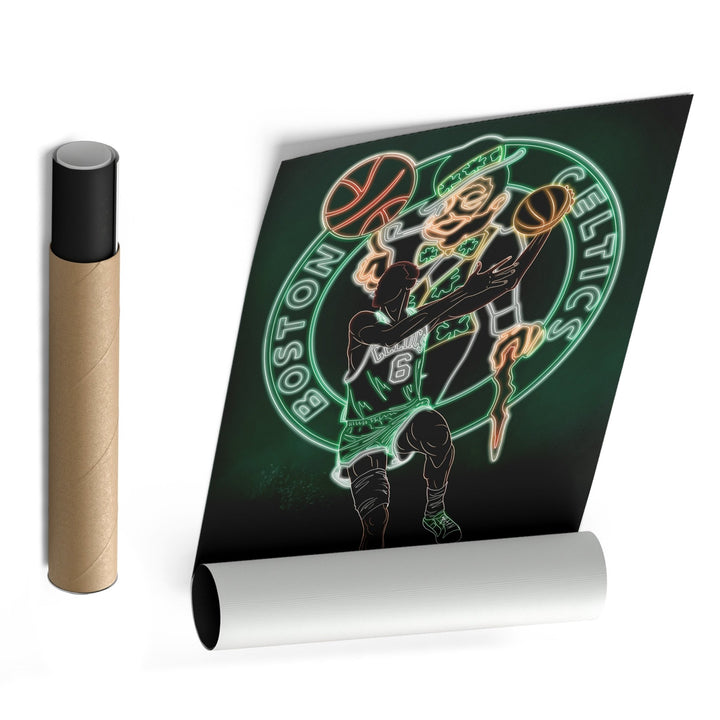 Bill Russell Neon Canvas Art | Celtics Wall Decor - CanvasNeon