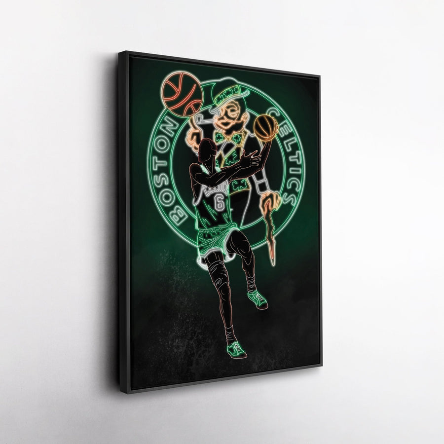 Bill Russell Neon Canvas Art | Celtics Wall Decor - CanvasNeon