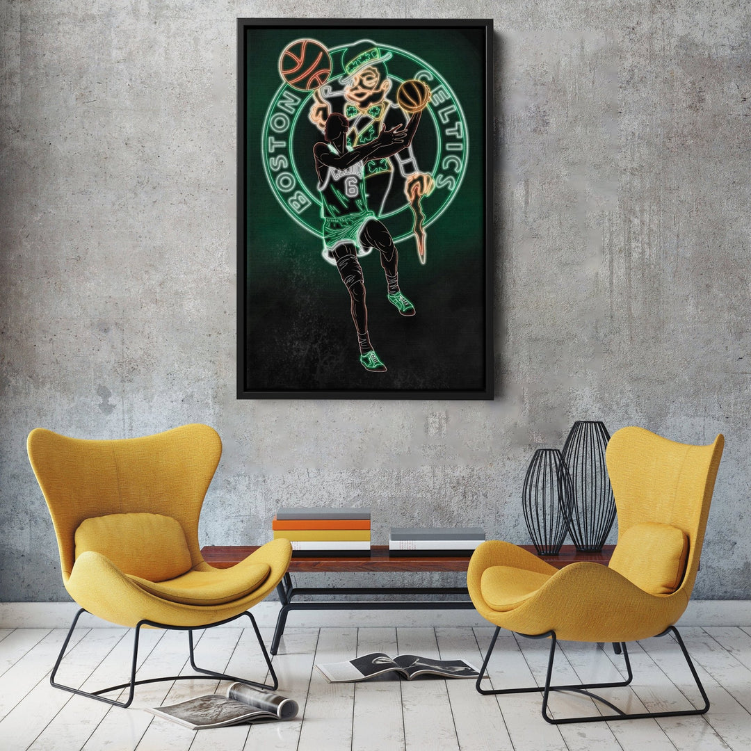 Bill Russell Neon Canvas Art | Celtics Wall Decor - CanvasNeon