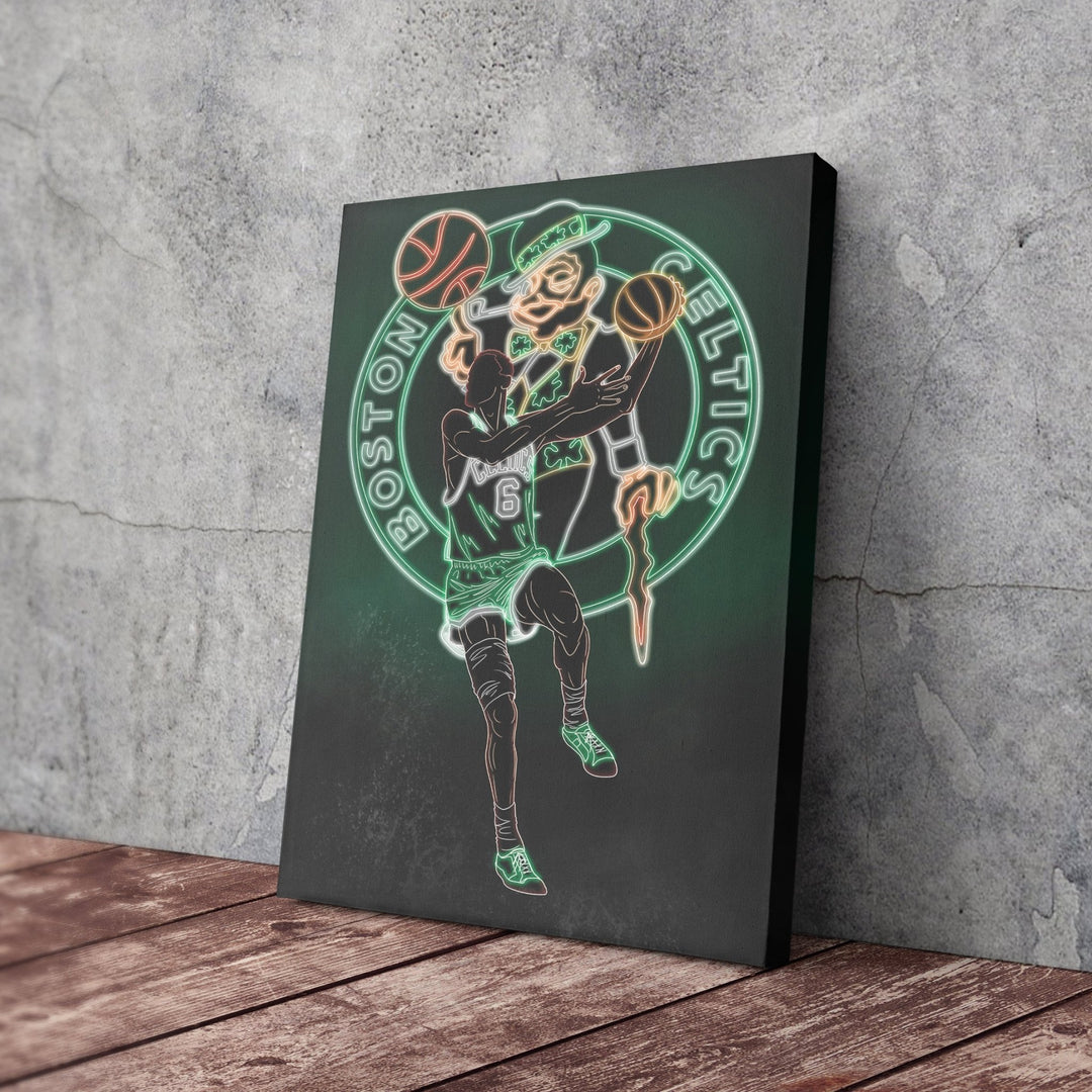 Bill Russell Neon Canvas Art | Celtics Wall Decor - CanvasNeon