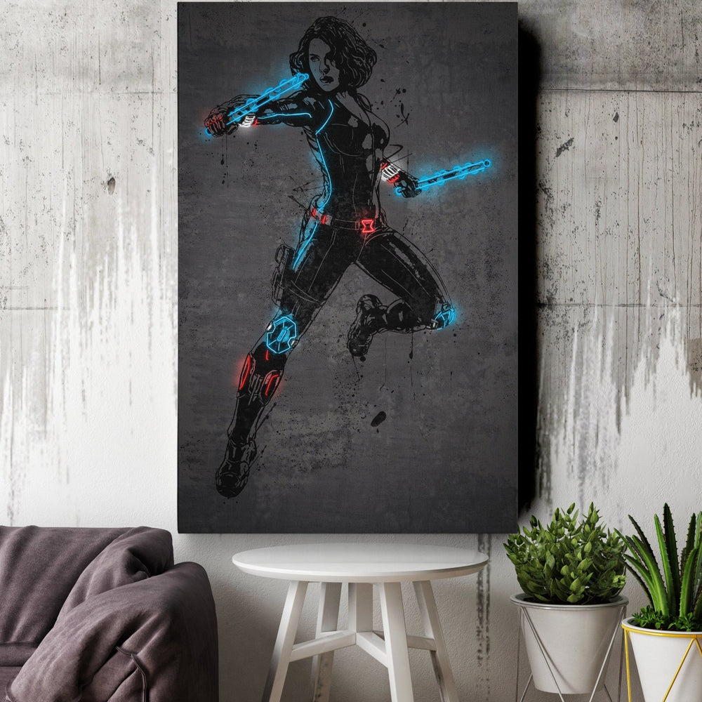 Black Widow Canvas | Marvel Neon Wall Art - CanvasNeon