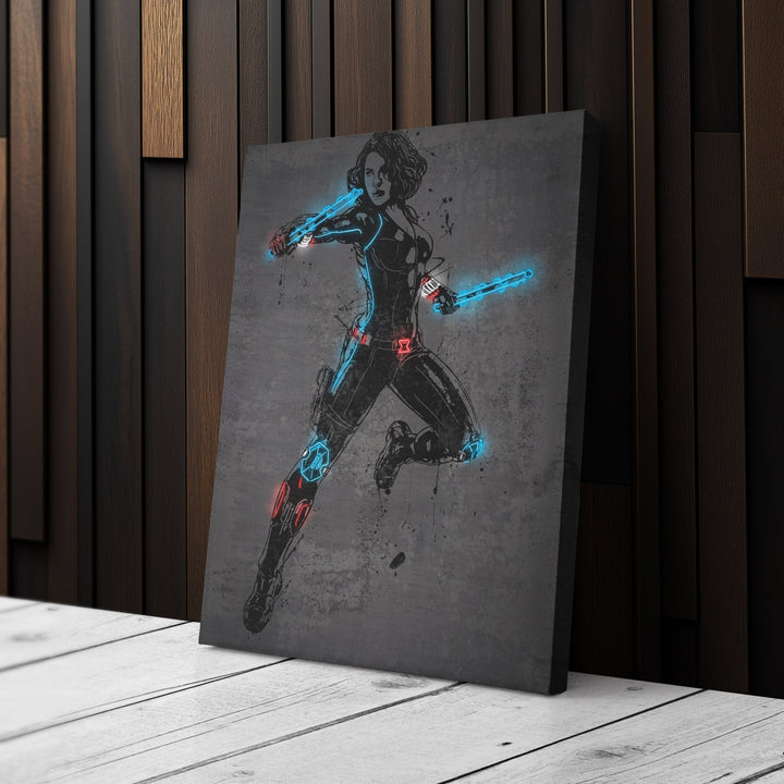 Black Widow Canvas | Marvel Neon Wall Art - CanvasNeon