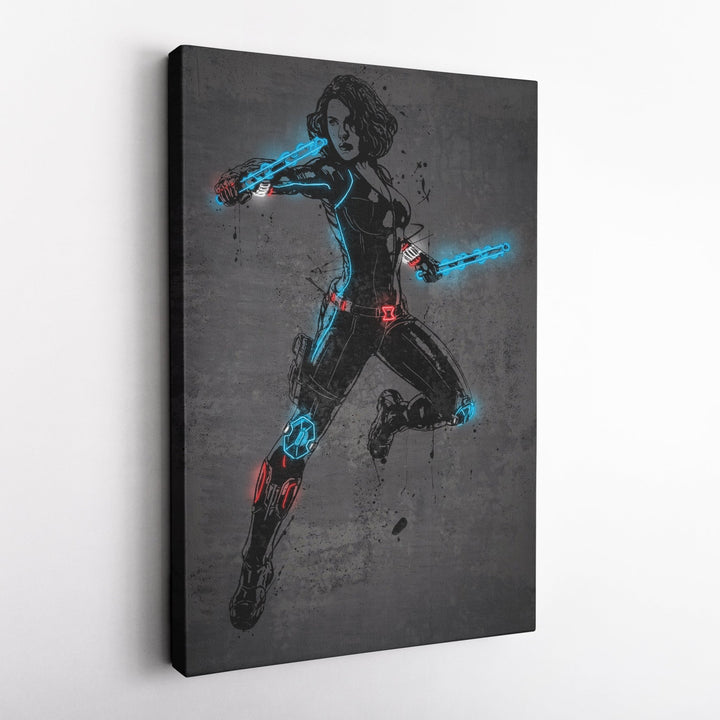 Black Widow Canvas | Marvel Neon Wall Art - CanvasNeon