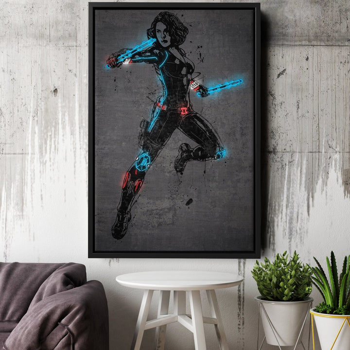 Black Widow Canvas | Marvel Neon Wall Art - CanvasNeon