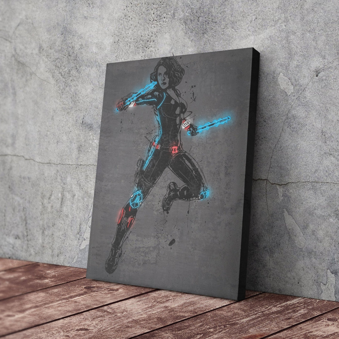 Black Widow Canvas | Marvel Neon Wall Art - CanvasNeon