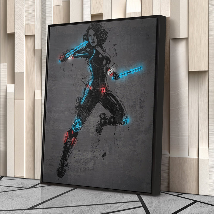 Black Widow Canvas | Marvel Neon Wall Art - CanvasNeon