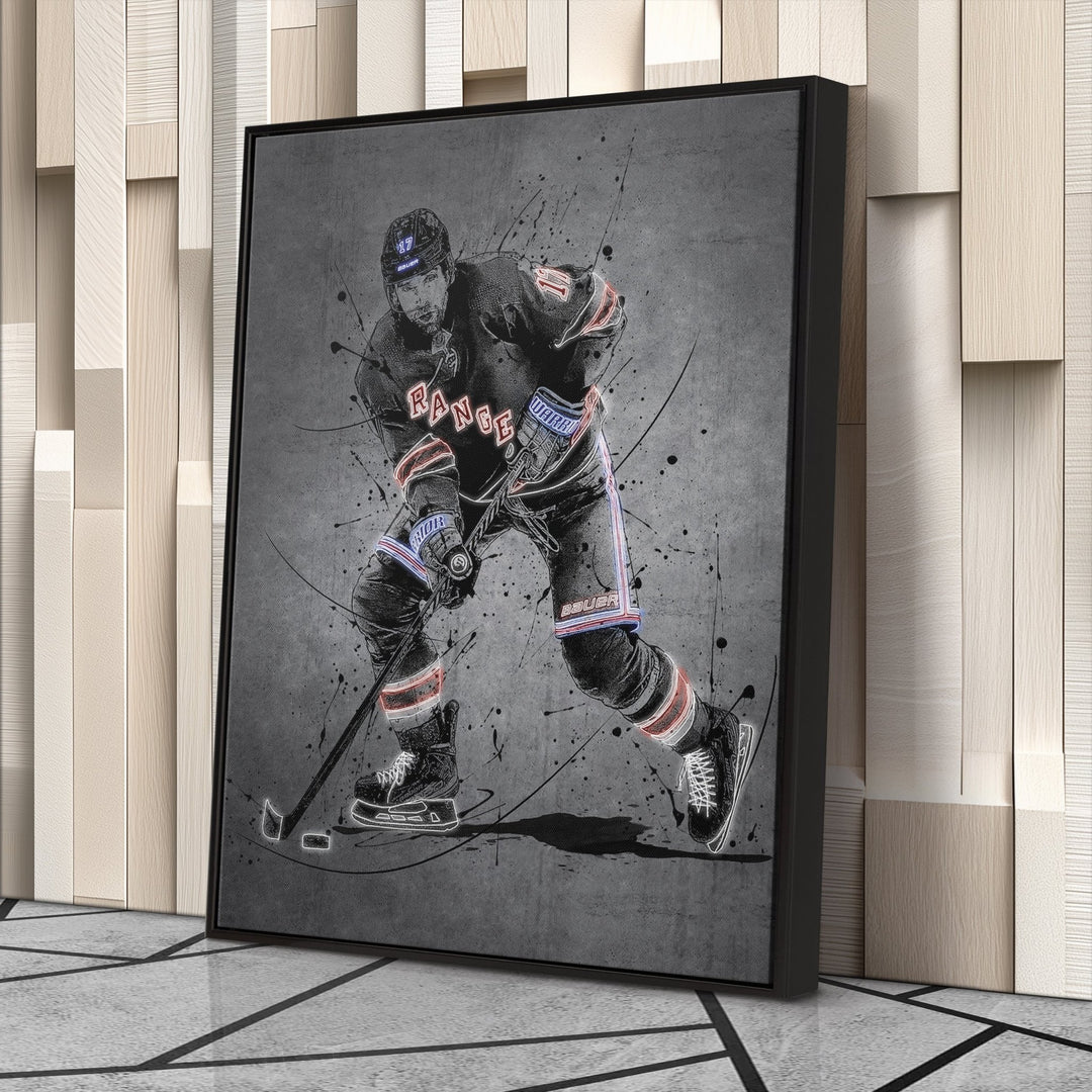 Blake Wheeler Neon Canvas Art | Modern Wall Decor for Rangers Fans - CanvasNeon