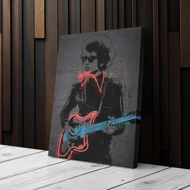 Bob Dylan Neon Canvas Art | Music Wall Decor - CanvasNeon