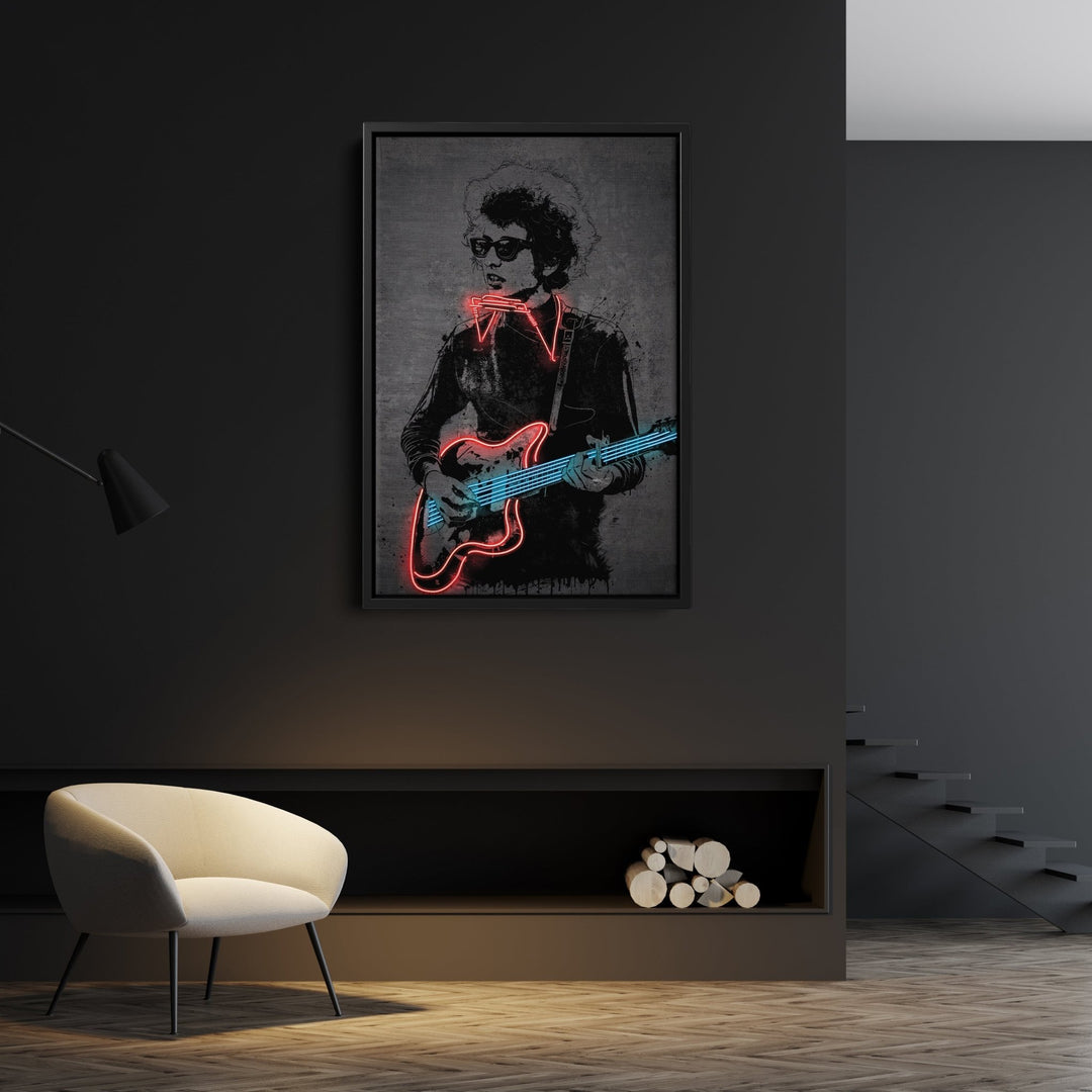 Bob Dylan Neon Canvas Art | Music Wall Decor - CanvasNeon