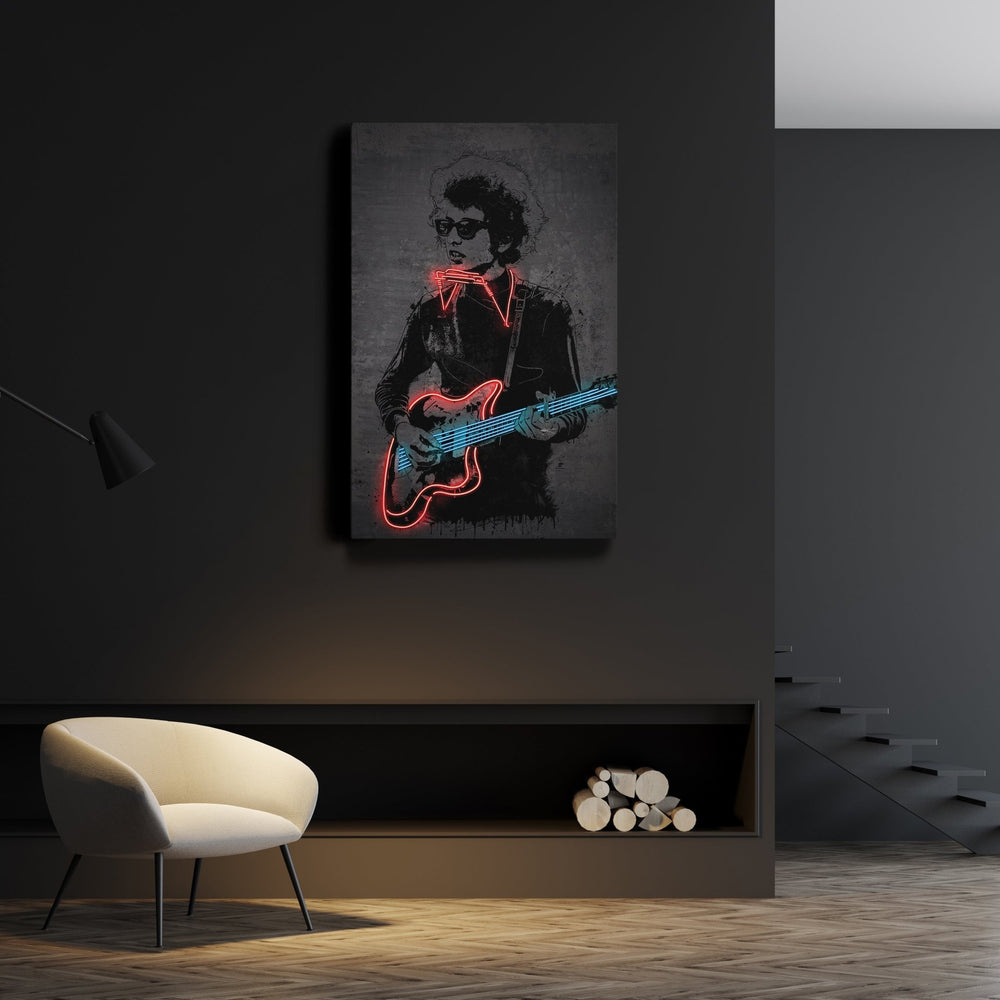 Bob Dylan Neon Canvas Art | Music Wall Decor - CanvasNeon