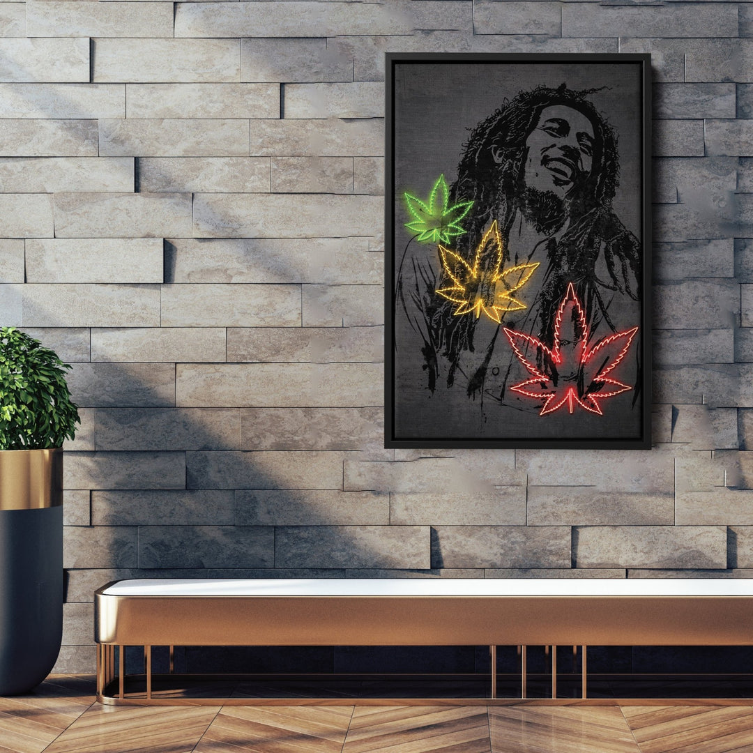 Bob Marley Neon Canvas Art | Music Wall Decor - CanvasNeon