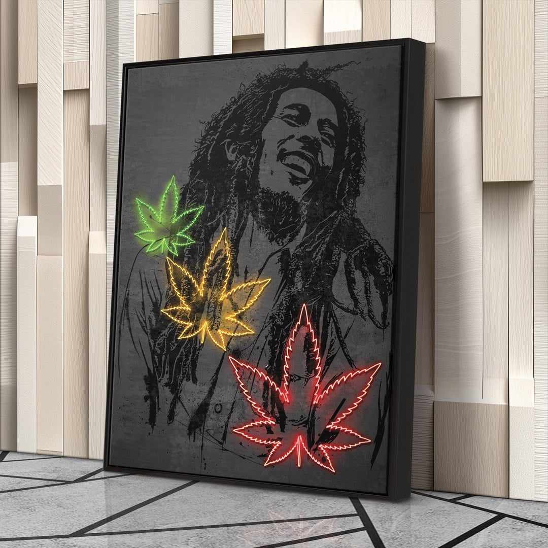 Bob Marley Neon Canvas Art | Music Wall Decor - CanvasNeon